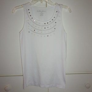 Olivia Jordan White Stud Accent Tank